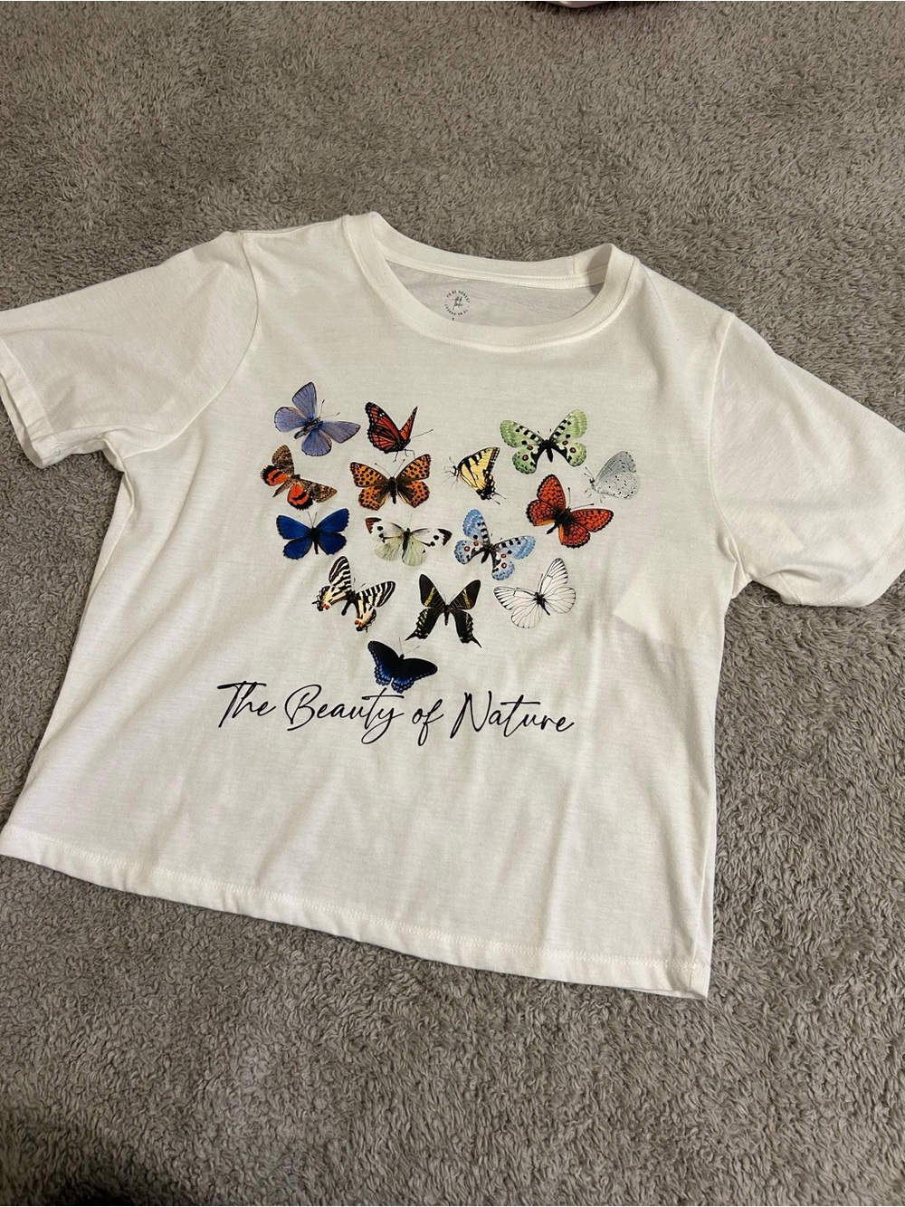 Kids White Butterfly Graphic Tee - The Beauty of Nature